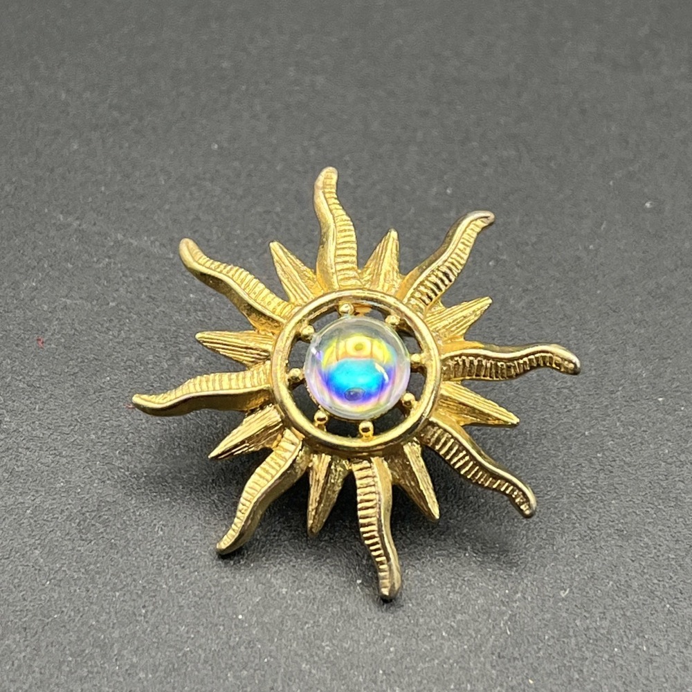 Sun Gold Tone Reflective Ball‎ Lapel Hat Pin